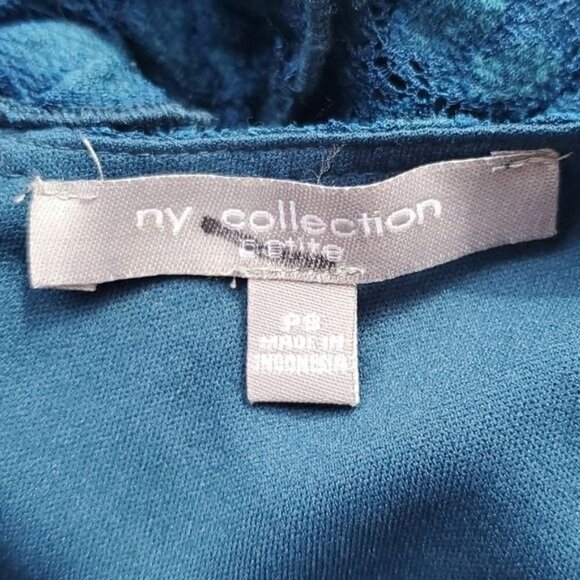 Ny Collection Women's Sleeveless Floral Lace Lined Back Zip Peplum Blouse Top - Picture 7 of 9